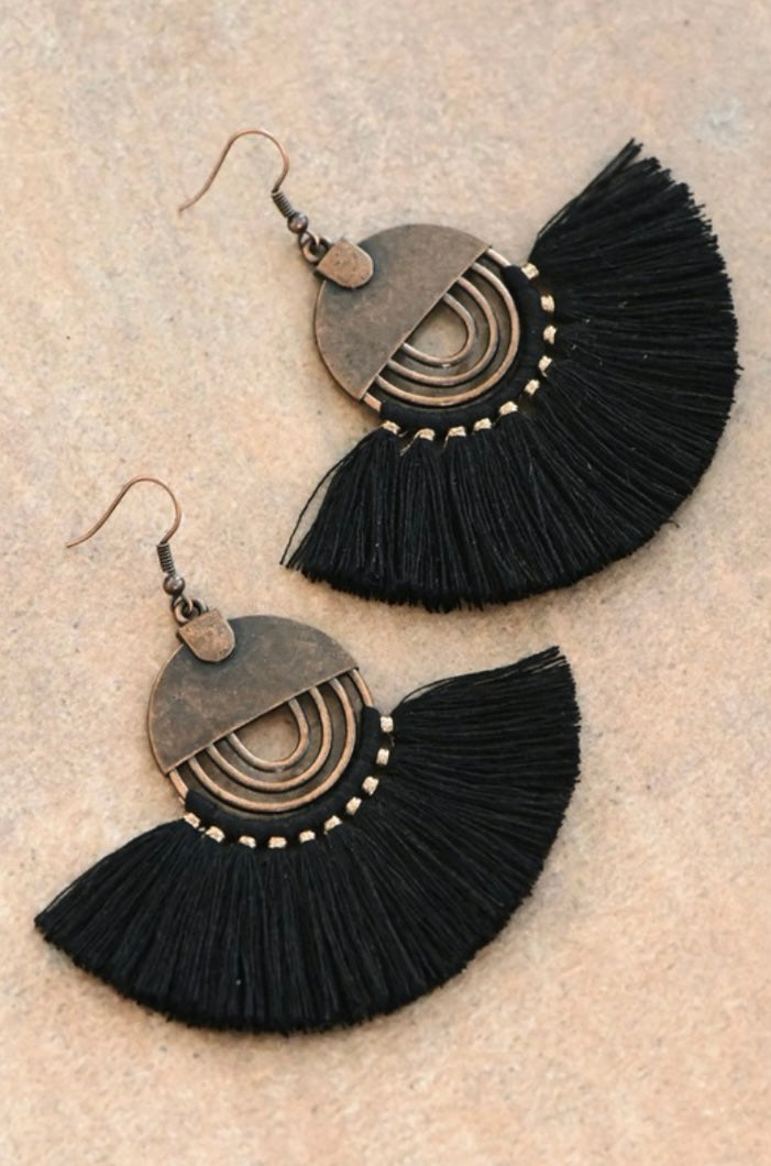 Boho Chic Fan Tassel Earrings