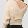 Tie Front Long Sleeve Pullover Wrap Sweater